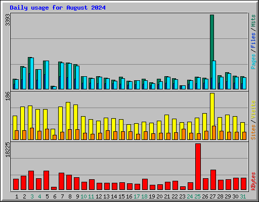 Daily usage for August 2024